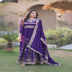 Royal Zari & Sequin Embroidered Georgette Gown with Dupatta